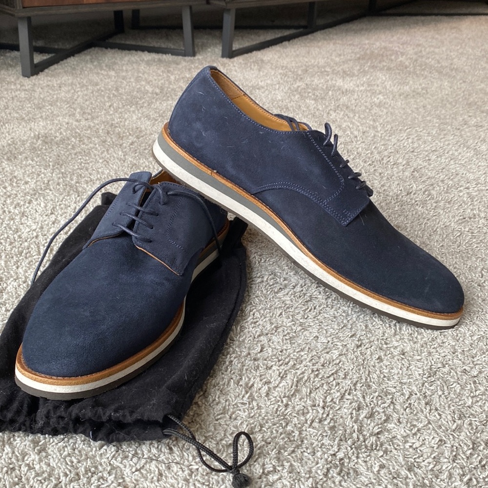 Hawed and Curtis Men’s Navy Suede & Leather Trainers size 11. NEVER BEEN WORN. - Picture 1 of 3